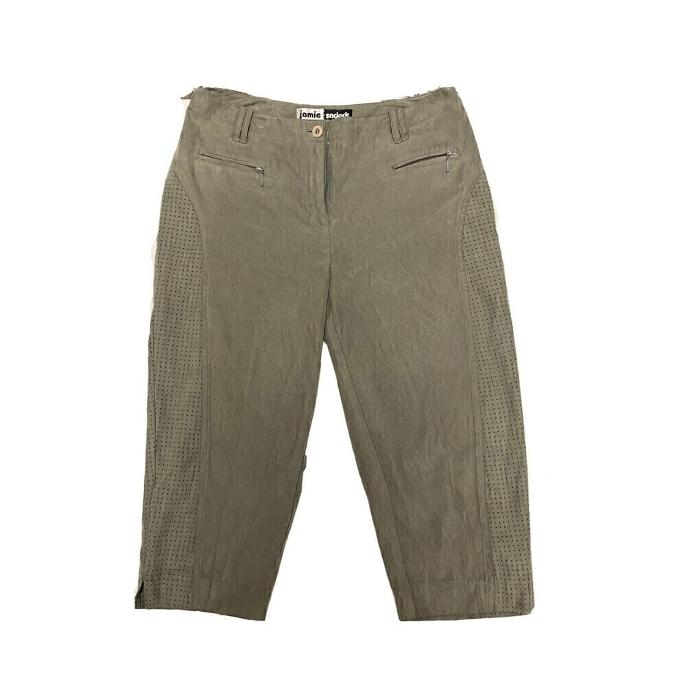 JAMIE Sadock Size 4 Crop Golf Pants Ankle Length Suede Look‎ Green